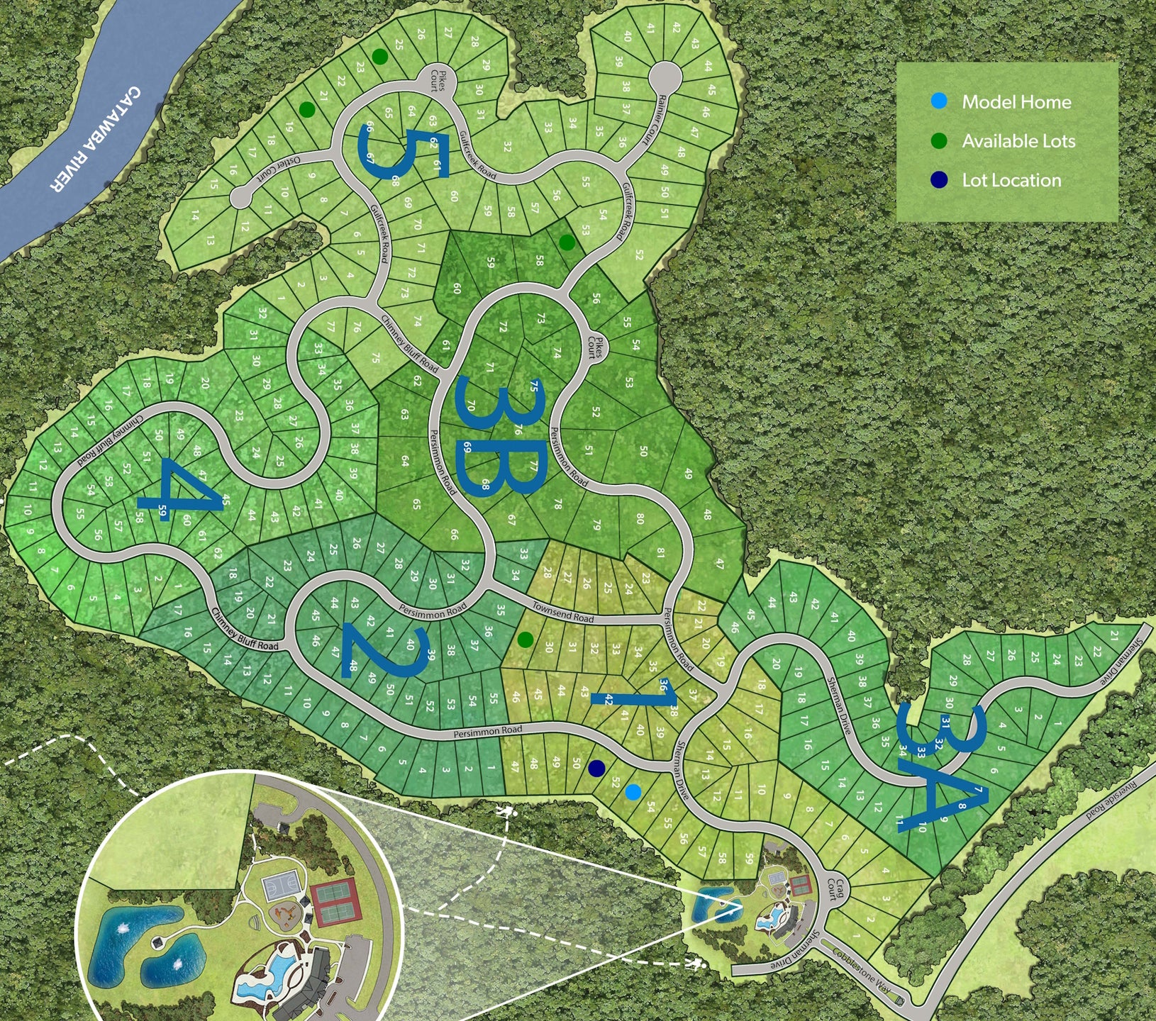 Navy Blue dot is Lot 1-51. Lancaster, SC Land for Sale