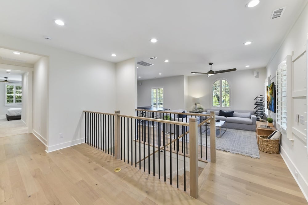 Stairway at Bonus Room Sample. 3,492sf New Home in Fort Mill, SC