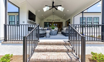 Covered Outdoor Living with Fireplace. 4,777sf New Home in Huntersville, NC