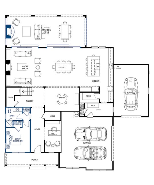 Proposed Tiburon II Main Level Floor Plan. Charlotte, NC New Home