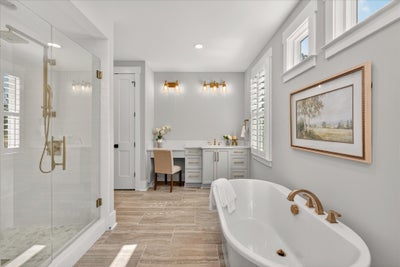 Primary Bath with Vanity. 5br New Home in Huntersville, NC