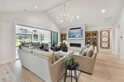 Great Room Sample featuring the Multi-Slide Stacking Door Custom Option. Montecito New Home Floor Plan