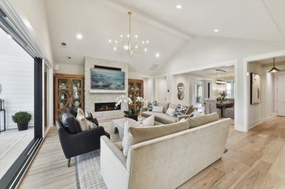 Great Room Sample featuring the Multi-Slide Stacking Door Custom Option. 3,776sf New Home