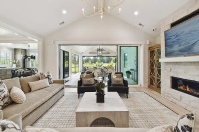 Great Room Sample featuring the Multi-Slide Stacking Door Custom Option. 3,776sf New Home