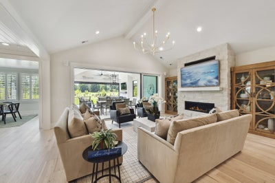 Great Room Sample featuring the Multi-Slide Stacking Door Custom Option. Montecito Home with 3 Bedrooms