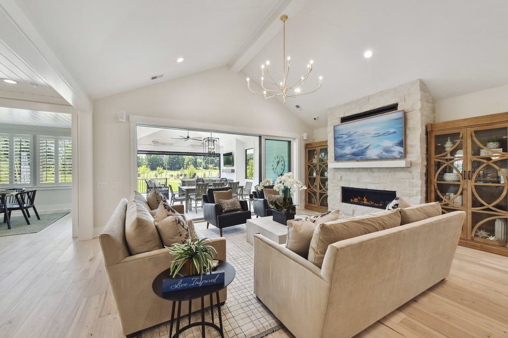 Great Room Sample featuring the Multi-Slide Stacking Door Custom Option. Montecito Home with 3 Bedrooms