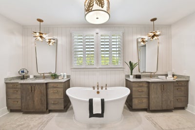 Primary Suite Bath Sample featuring the Freestanding Tub Custom Option. Montecito New Home Floor Plan