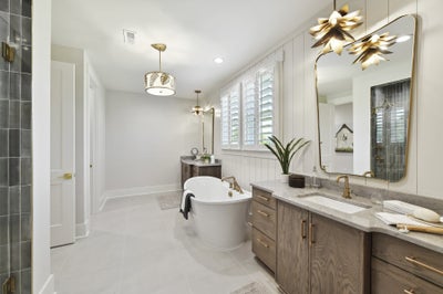 Primary Suite Bath Sample featuring the Freestanding Tub Custom Option. Montecito New Home Floor Plan